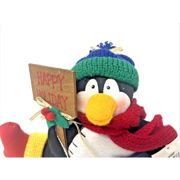 Ganz EX6353 Stuffed/Beans Penguin Splits Happy Holiday Shelf Sitter 6.5"H x 10"W - Picture 3 of 8